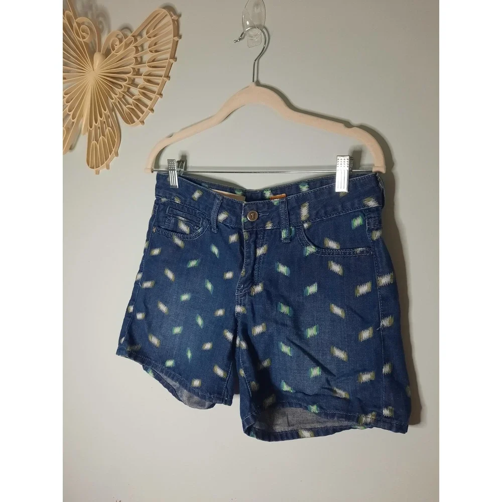 Pilcro and the Letterpress Anthropologie Ikat Embroidered Denim Shorts Size 27